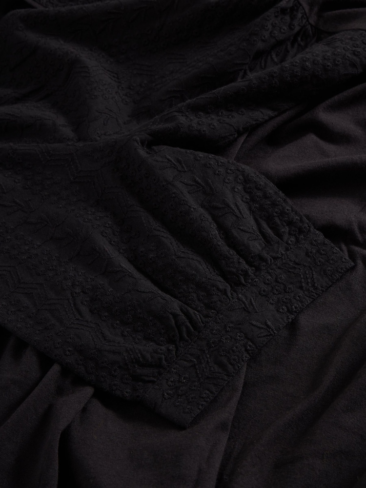White Stuff Black Megan Broderie Jersey Dress - Image 6 of 6