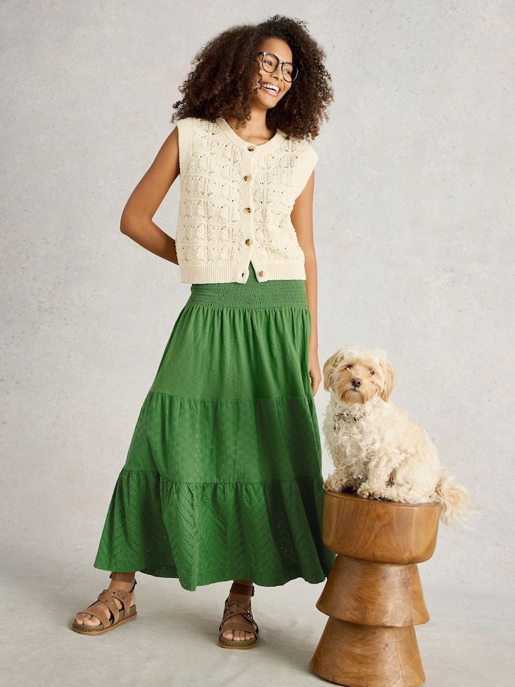 White Stuff Green Marissa Broderie 100% Cotton Maxi Skirt - Image 1 of 6 White Stuff Green Marissa Broderie 100% Cotton Maxi Skirt - Image 1 of 6