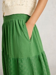 White Stuff Green Marissa Broderie 100% Cotton Maxi Skirt - Image 4 of 6
