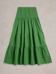 White Stuff Green Marissa Broderie 100% Cotton Maxi Skirt - Image 5 of 6