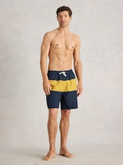 White Stuff Blue Colourblock Volley Swim Shorts - Image 1 of 6