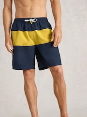 White Stuff Blue Colourblock Volley Swim Shorts - Image 2 of 6