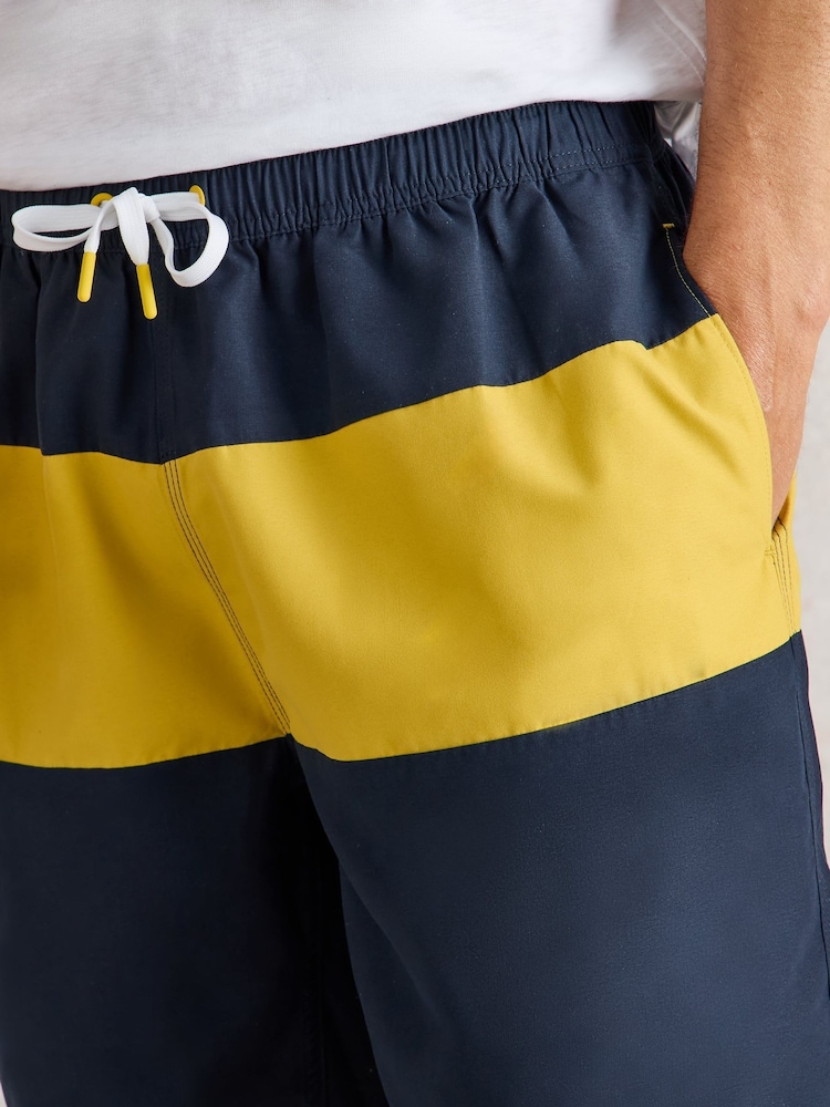 White Stuff Blue Colourblock Volley Swim Shorts - Image 4 of 6