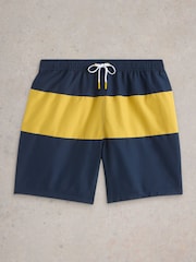 White Stuff Blue Colourblock Volley Swim Shorts - Image 5 of 6