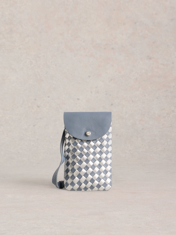 White Stuff Blue Coco Weave Phone Bag - Image 2 of 4