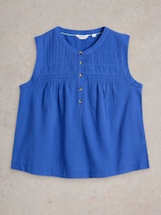 White Stuff Blue Isla Mix Top - Image 5 of 6