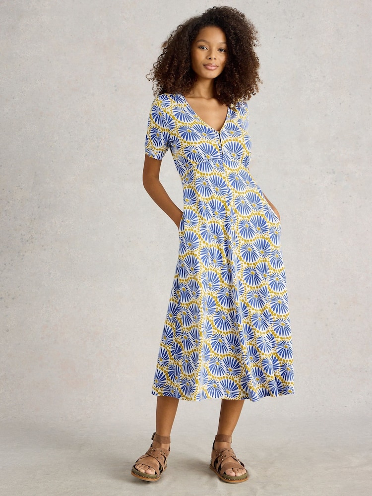 White Stuff Blue Megan Jersey Dress - Image 1 of 6