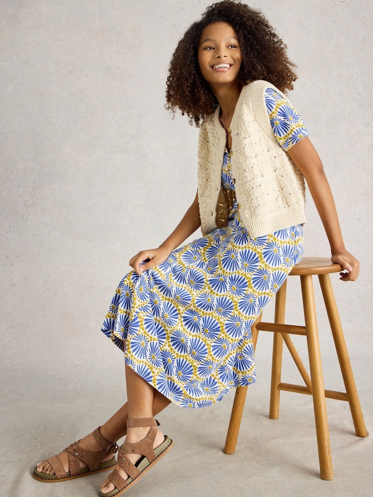 White Stuff Blue Megan Jersey Dress - Image 4 of 6
