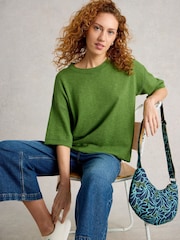 White Stuff Green Kate Linen Blend T-Shirt - Image 1 of 6