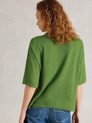 White Stuff Green Kate Linen Blend T-Shirt - Image 2 of 6