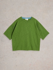 White Stuff Green Kate Linen Blend T-Shirt - Image 5 of 6