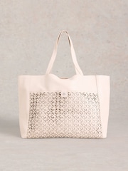 White Stuff Layla Lasercut Leather Tote Bag - Imagen 1 de 4