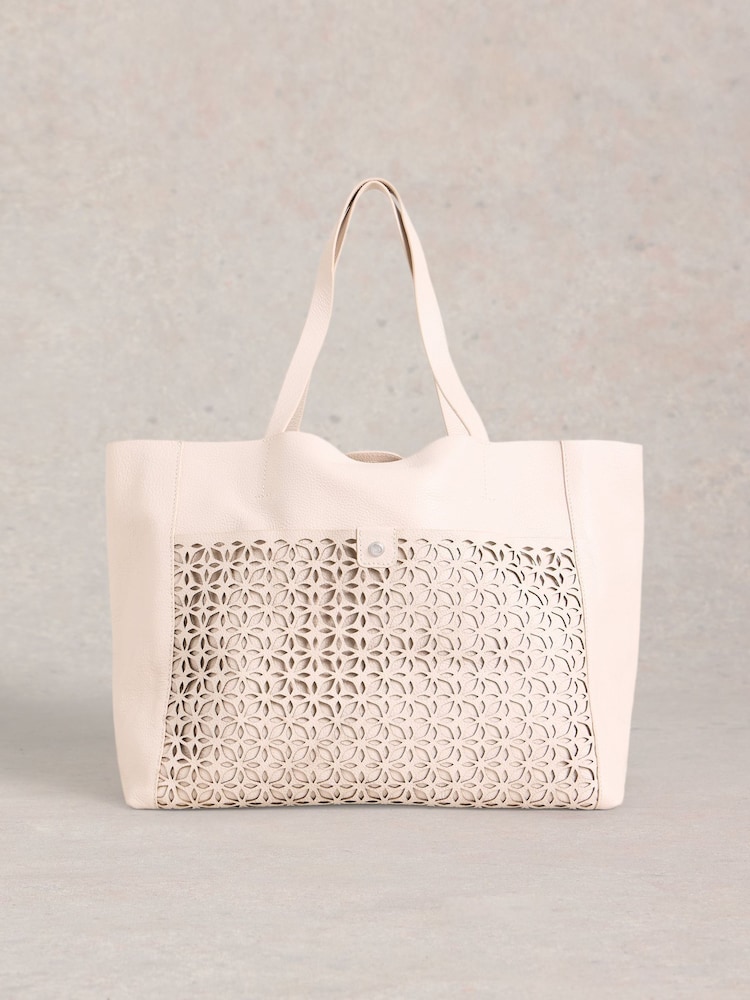 White Stuff Layla Lasercut Leather Tote Bag - Imagen 1 de 4