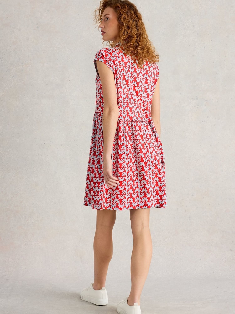 White Stuff Red Everly Jersey Shirt Dress - Image 3 of 6