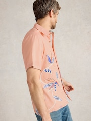 White Stuff Pink Finsbury Leaves Printed 100% Cotton Shirt - Image 2 of 6
