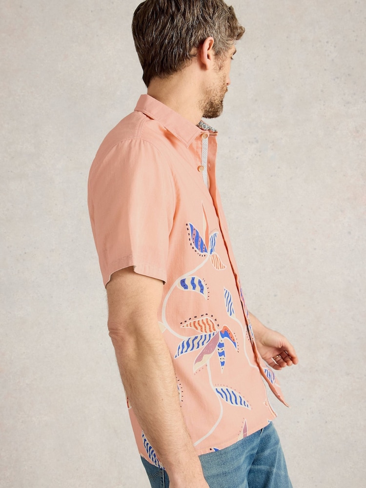 White Stuff Pink Finsbury Leaves Printed 100% Cotton Shirt - Image 2 of 6