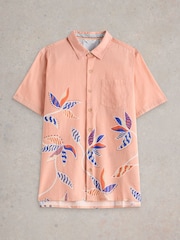 White Stuff Pink Finsbury Leaves Printed 100% Cotton Shirt - Image 5 of 6