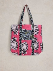 White Stuff Green Elaine Reversible Beach 100% Cotton Bag - Image 2 of 4