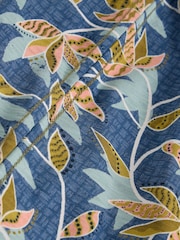 White Stuff Blue Bamboo Leaves Printed 100% Cotton Polo Shirt - Image 6 of 6