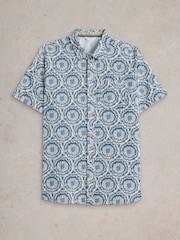 White Stuff Blue Finsbury Tile Printed 100% Cotton Shirt - Image 5 of 6