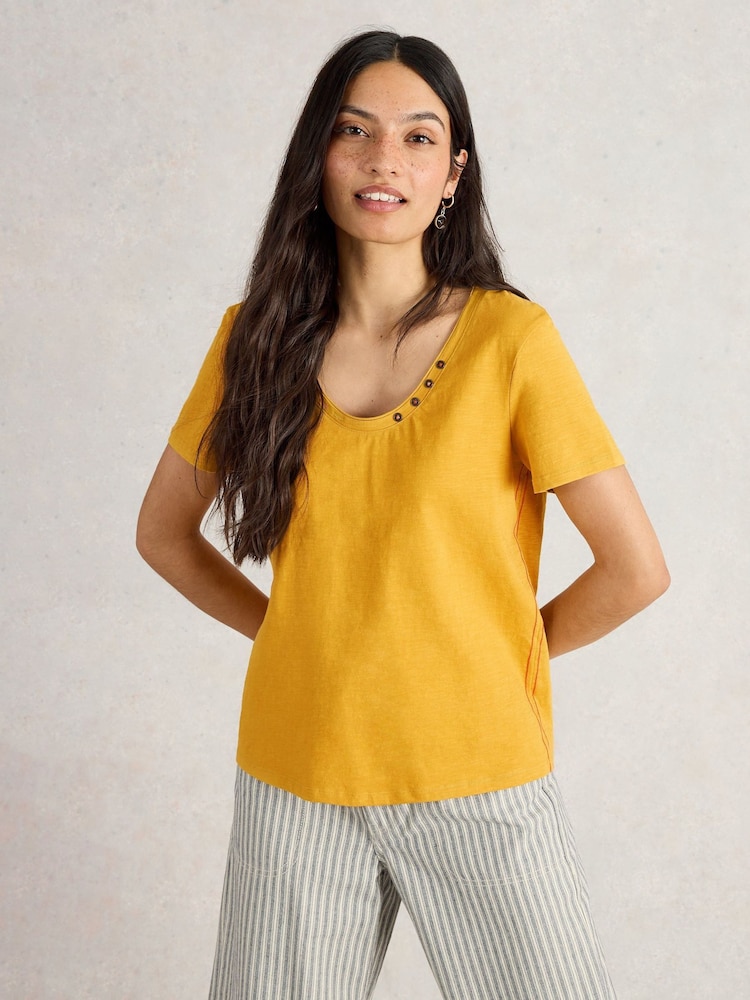 White Stuff Yellow Nadia Short Sleeve 100% Cotton T-Shirt - Image 1 of 6 White Stuff Yellow Nadia Short Sleeve 100% Cotton T-Shirt - Image 1 of 6