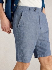 White Stuff Blue 100% Linen Chino Shorts - Image 3 of 6
