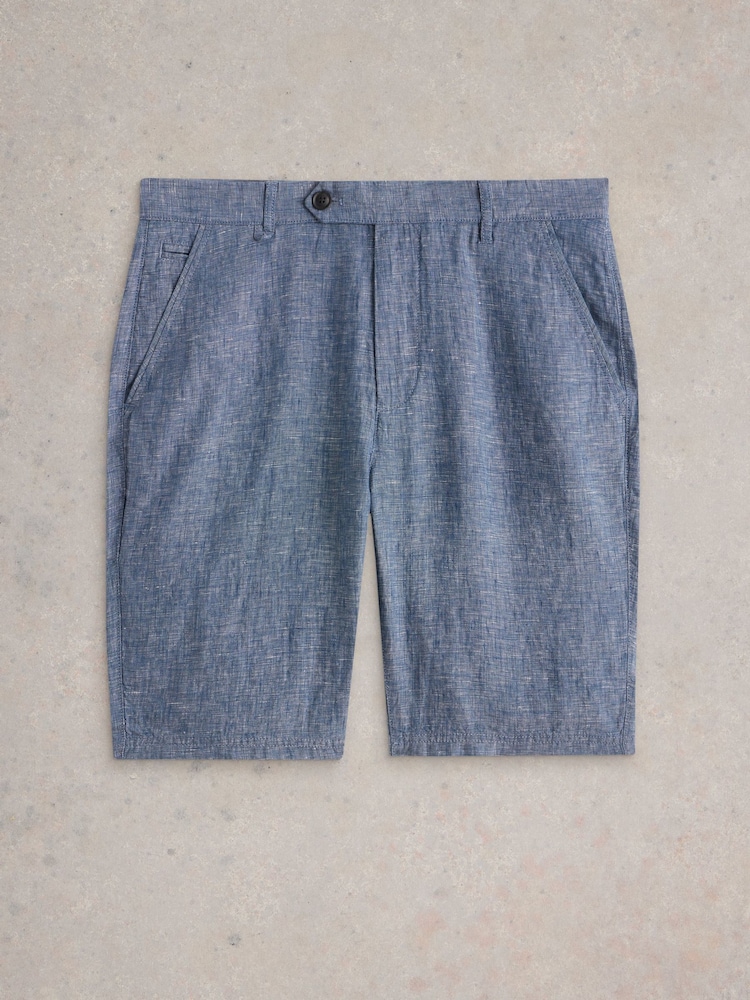 White Stuff Blue 100% Linen Chino Shorts - Image 5 of 6
