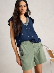 White Stuff Blue Lucie Embroidered 100% Cotton Blouses - Image 2 of 6