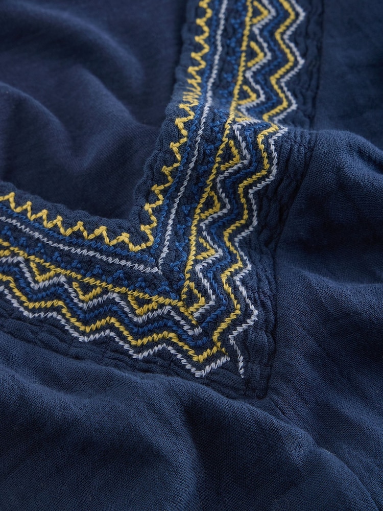White Stuff Blue Lucie Embroidered 100% Cotton Blouses - Image 6 of 6