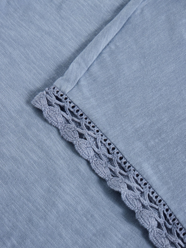 White Stuff Blue Claudia Trim 100% Organic Cotton T-Shirt - Image 6 of 6
