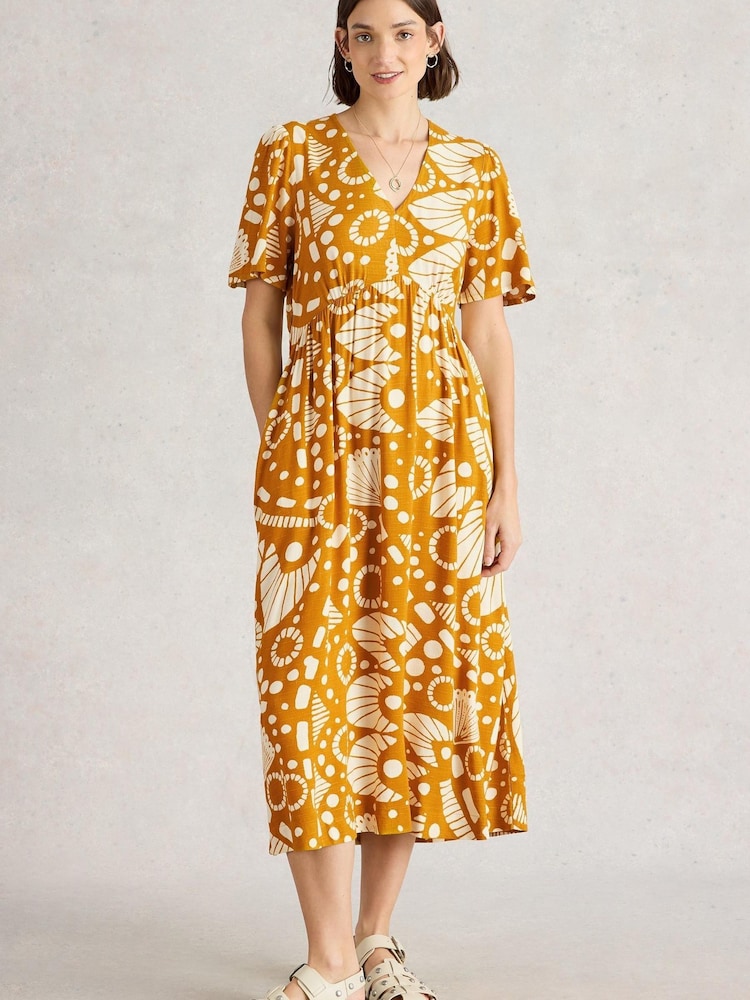 White Stuff Yellow Lucy Midi Dress - Image 1 of 6