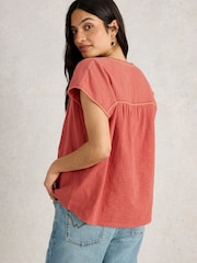 White Stuff Orange Fran Mix 100% Cotton Blouses - Image 2 of 6