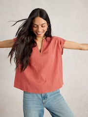 White Stuff Orange Fran Mix 100% Cotton Blouses - Image 3 of 6
