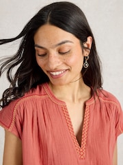 White Stuff Orange Fran Mix 100% Cotton Blouses - Image 4 of 6