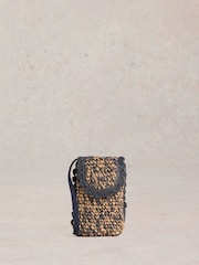 White Stuff Natural Coco Raffia Phone 100% Cotton Bag - Image 1 of 4