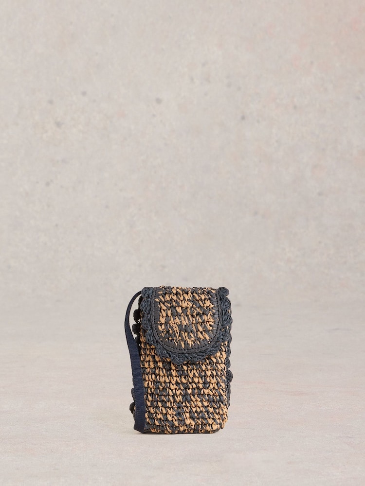 White Stuff Natural Coco Raffia Phone 100% Cotton Bag - Image 1 of 4