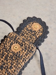 White Stuff Natural Coco Raffia Phone 100% Cotton Bag - Image 4 of 4