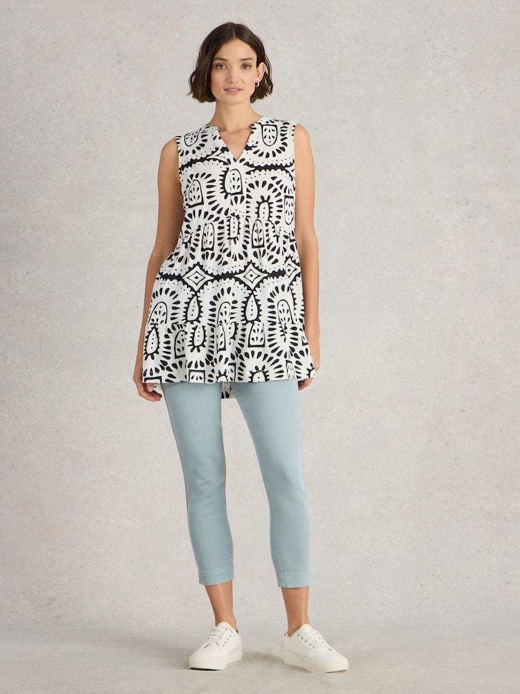White Stuff White Macie Sleeveless 100% Cotton Tunic - Image 1 of 6
