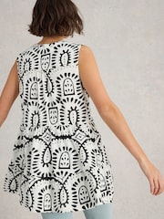 White Stuff White Macie Sleeveless 100% Cotton Tunic - Image 3 of 6