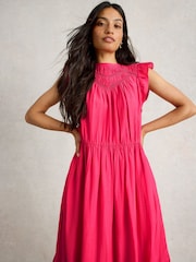 White Stuff Pink 100% Organic Cotton Maxi Dress - Image 3 of 6