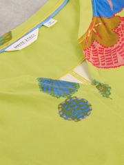White Stuff Yellow Nelly Notch Neck 100% Cotton T-Shirt - Image 6 of 6