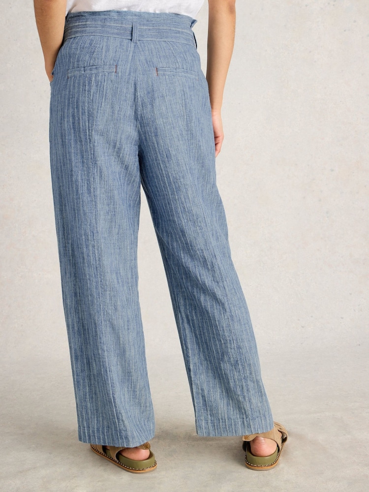 White Stuff Blue 100% Organic Cotton Teakie Stripe Trousers - Image 2 of 6 White Stuff Blue 100% Organic Cotton Teakie Stripe Trousers - Image 2 of 6