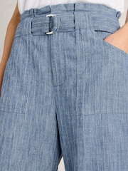 White Stuff Blue 100% Organic Cotton Teakie Stripe Trousers - Image 4 of 6