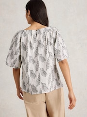 White Stuff White 100% Organic Cotton Spruce Jacquard Top - Image 2 of 6
