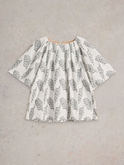 White Stuff White 100% Organic Cotton Spruce Jacquard Top - Image 5 of 6