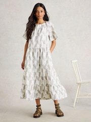 White Stuff White Spruce Jaquard 100% Organic Cotton Dress - Image 1 of 6