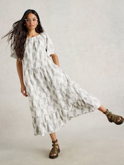 White Stuff White Spruce Jaquard 100% Organic Cotton Dress - Image 3 of 6