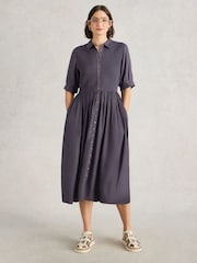 White Stuff Purple Valeria Shirred Dress - Image 1 of 6