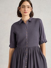 White Stuff Purple Valeria Shirred Dress - Image 4 of 6