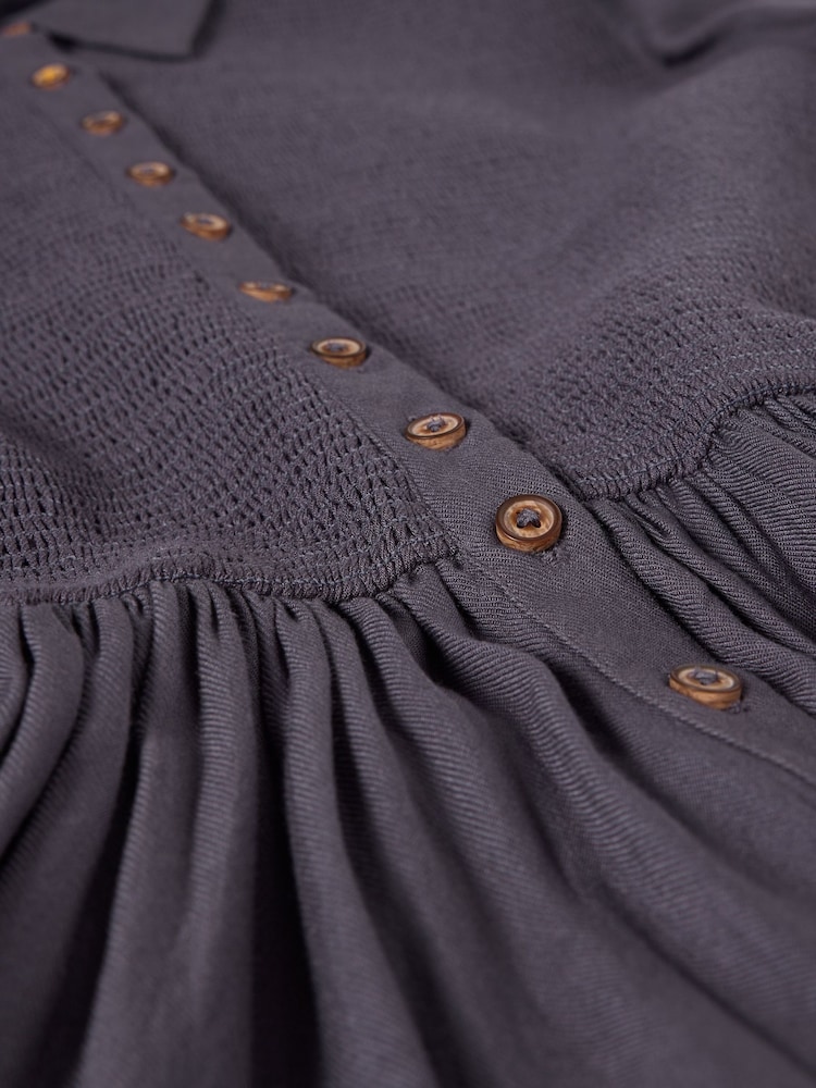 White Stuff Purple Valeria Shirred Dress - Image 6 of 6